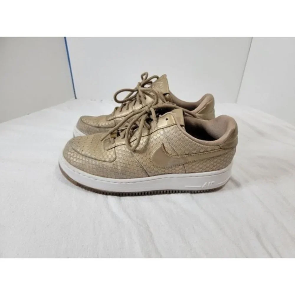 Nike AF1‎ Air Force 1 Upstep Premium Blur Gold Shoes 917590-900 Womens Size 10